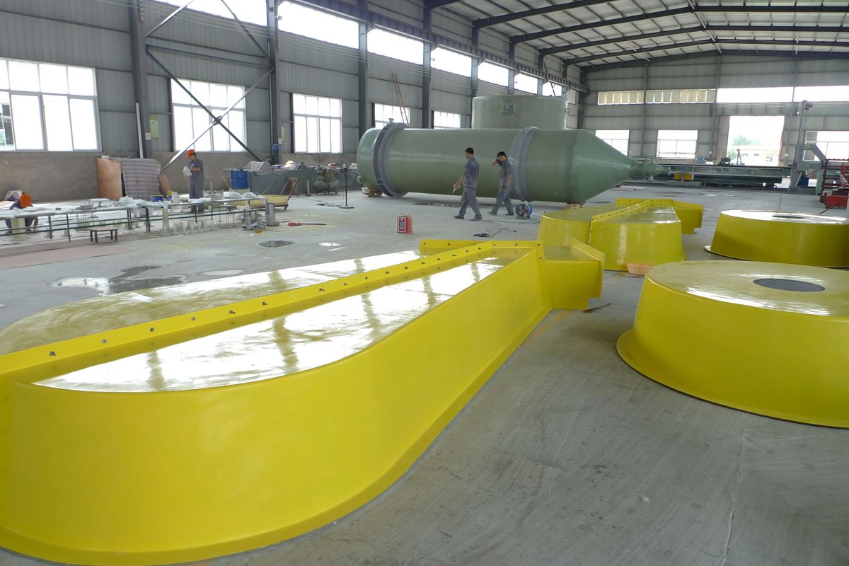 Safety-yellow gel-coated FRP machine guards for mining equipment